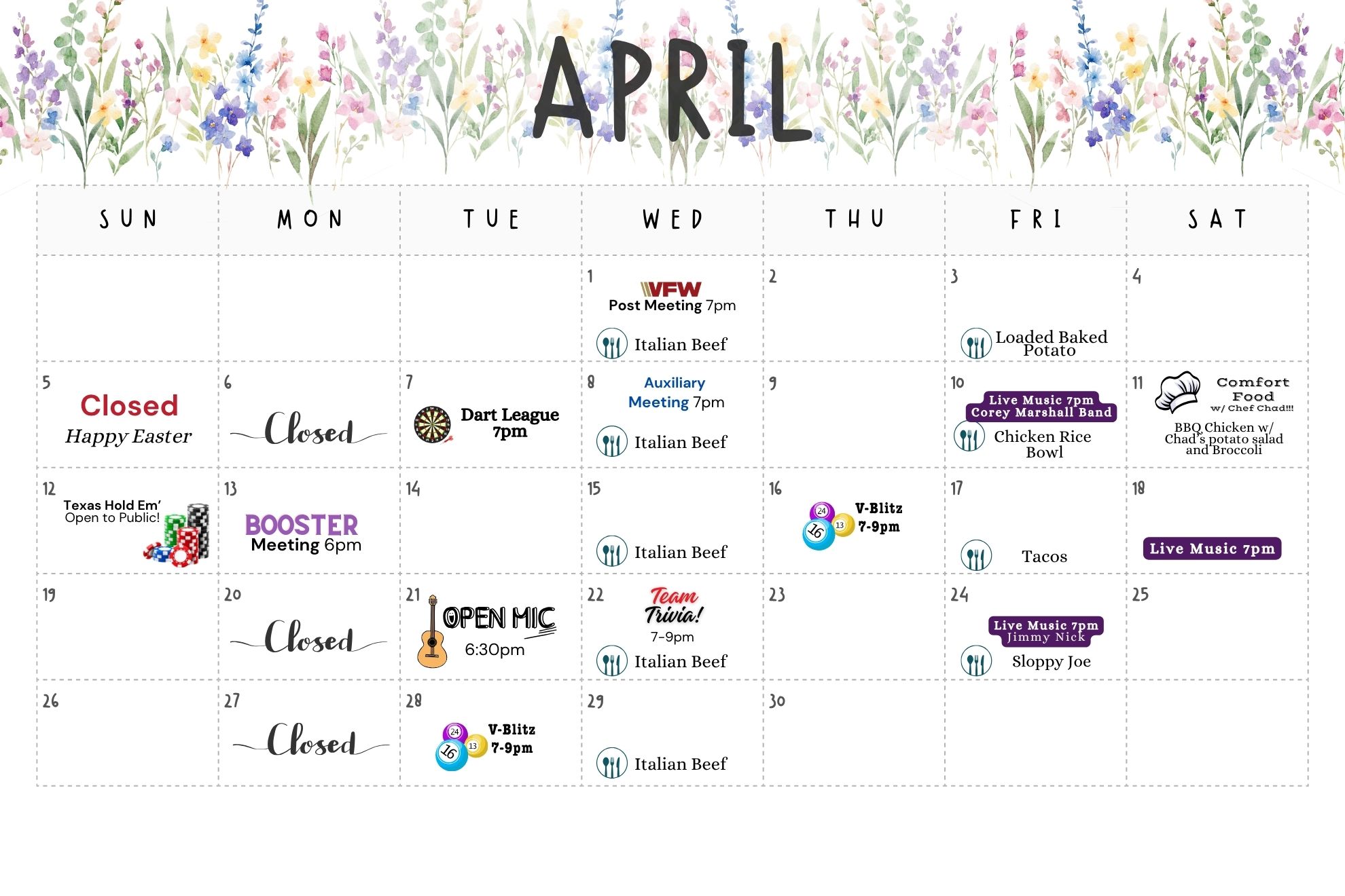 April 2026 Events Calendar