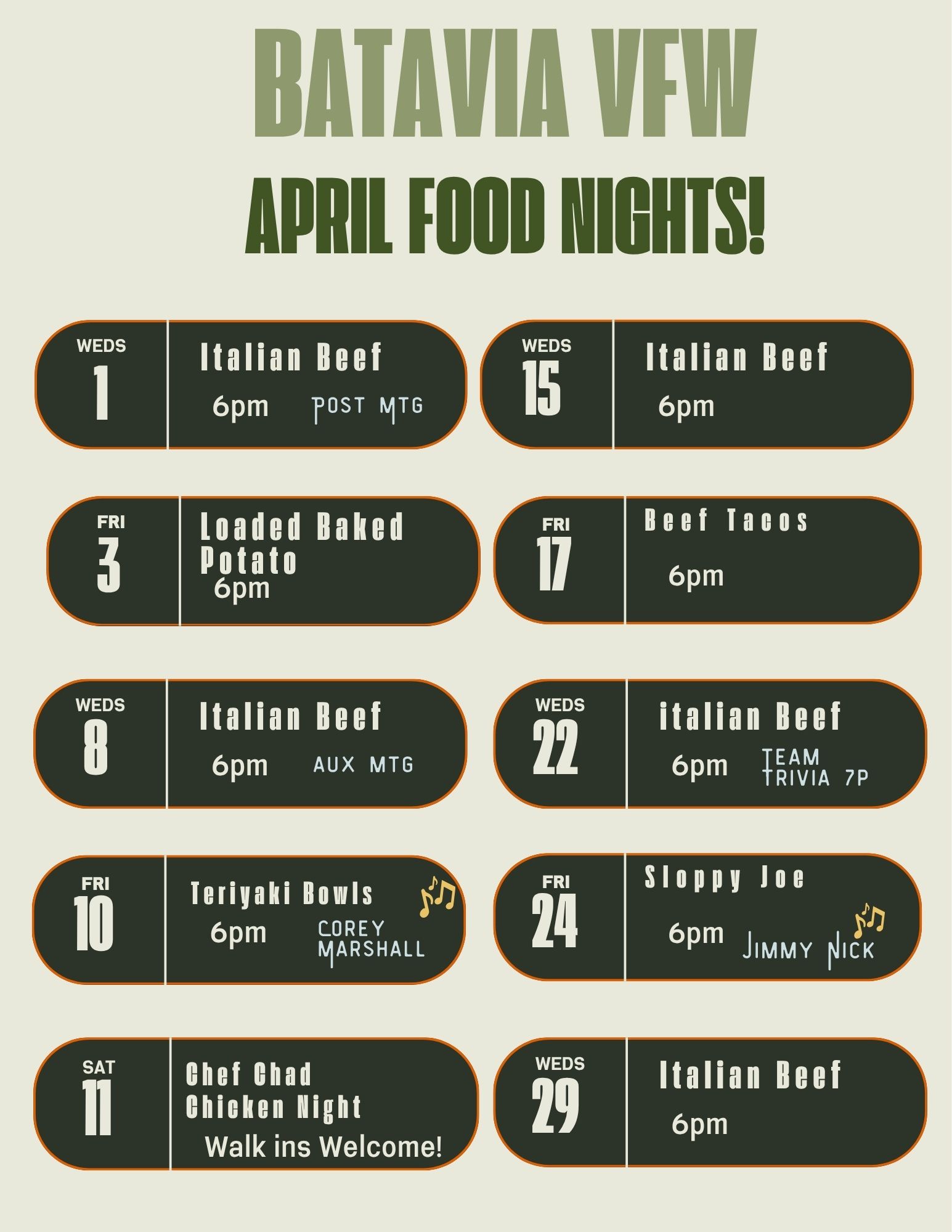 April Food Specials 2026